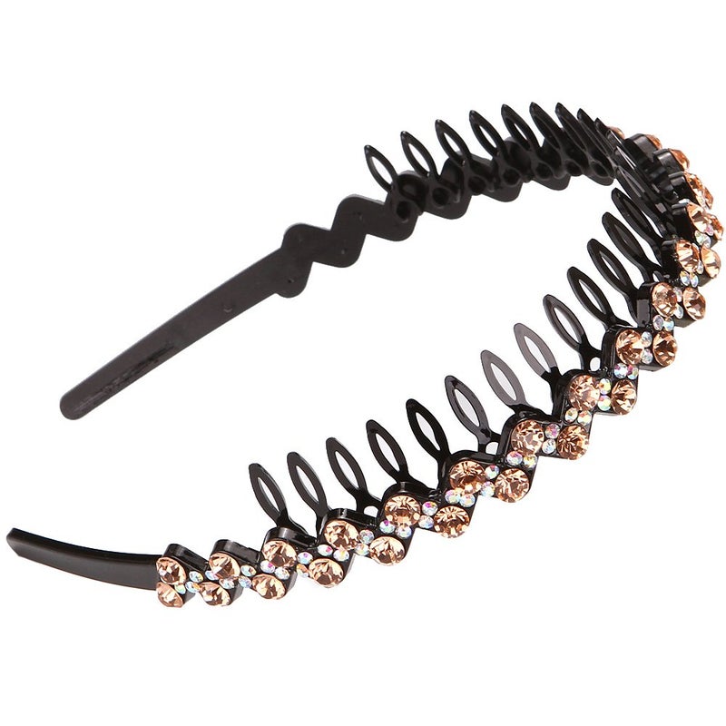LONEEDY Wave Rhinestone and Crystal Teeth Comb Headbands For Women, Non-slip Hard Headbands (Silver+Gold+Dark blue) - Image 4